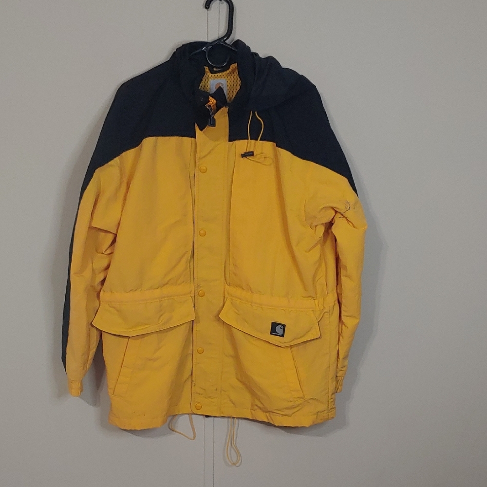 VTG Carhartt Coat C48 Yellow And Black 90s Utility Jacket Men's Size M